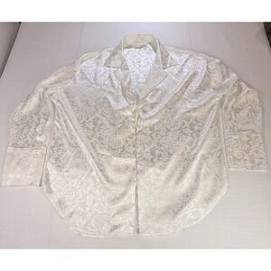 12th Tribe Ivory Satin Jacquard Tie Front Blouse M Bridal Lounge Chic Cocktail